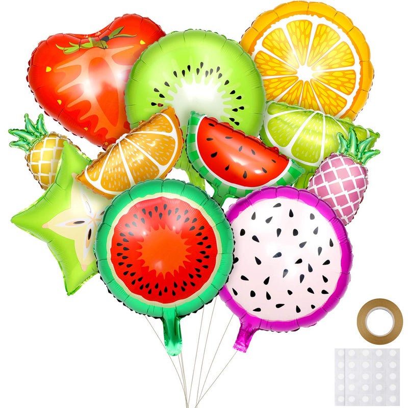 Hsei 30 Pieces Dancing Fruit Birthday Decorations Tropical Fruit Balloons Aluminum Foil Balloons Tutti Fruitage Party Decorations for Birthday Party Favors, 2 Sizes - Image 1